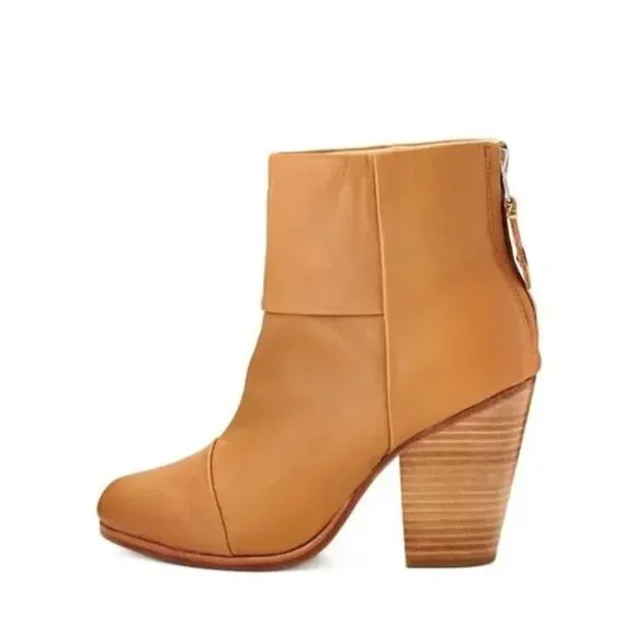 Rag & Bone Newbury Tan Leather Booties 3.5” Heel Classic Ankle Boots - Picture 8 of 8